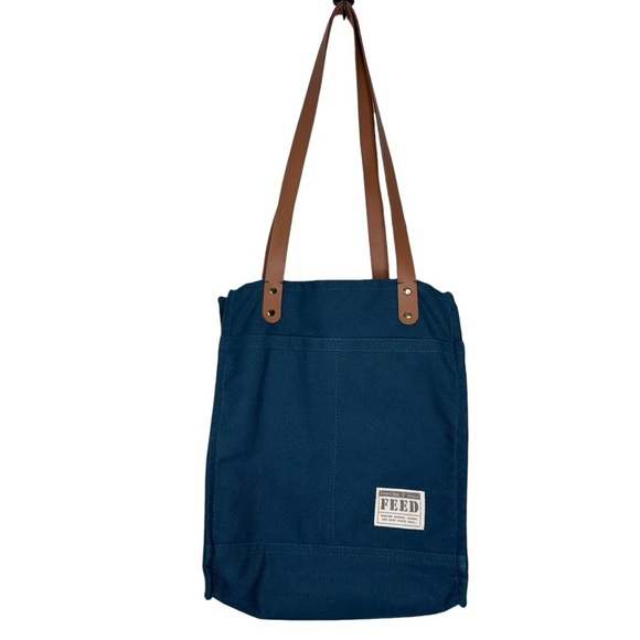 FEED Projects Canvas Market Tote in Sea Blue - Picture 1 of 10